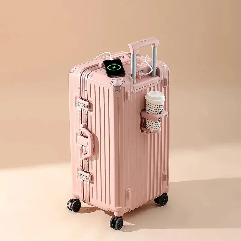 2026 New Durable Large Capacity Luggage Sets Suitcase USB Charging Men Carry-On Boarding Travel 24/26/28/30/34