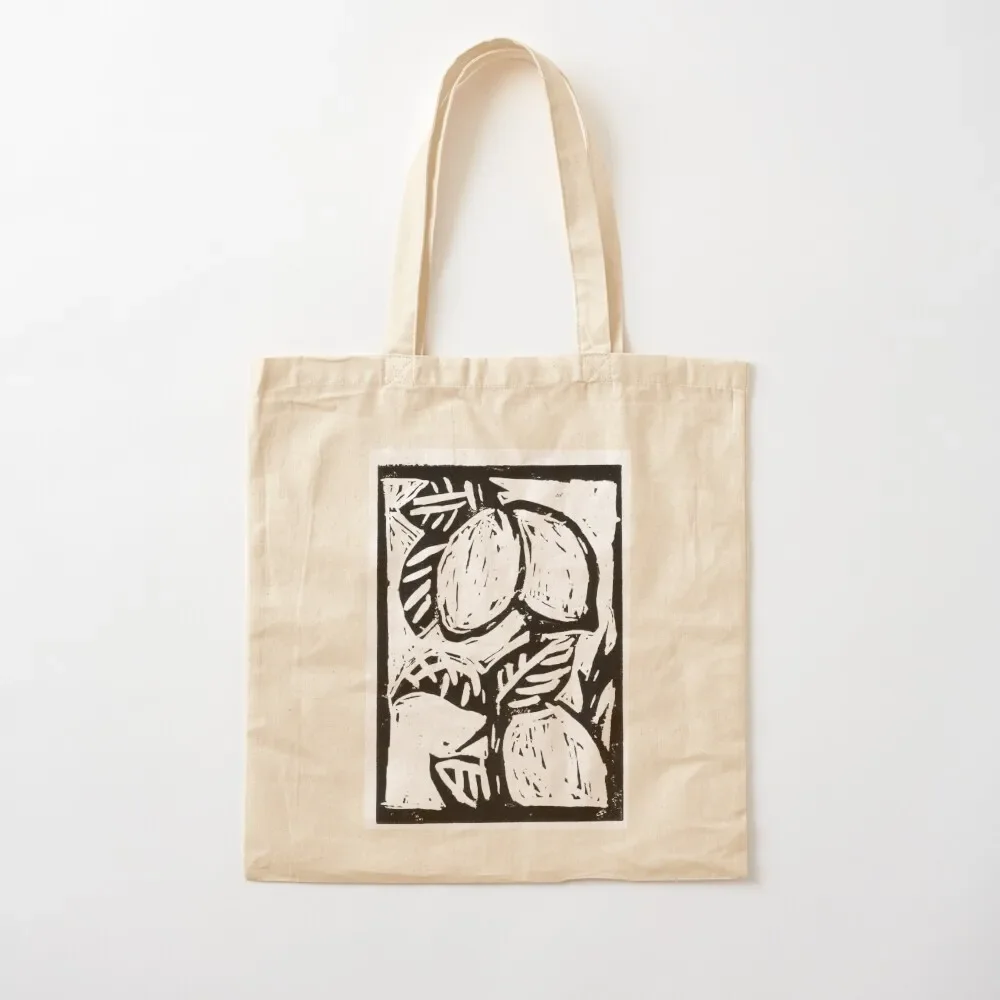 

Lemon Linocut Tote Bag shopper bag woman Canvas shopping bags foldable Canvas bag