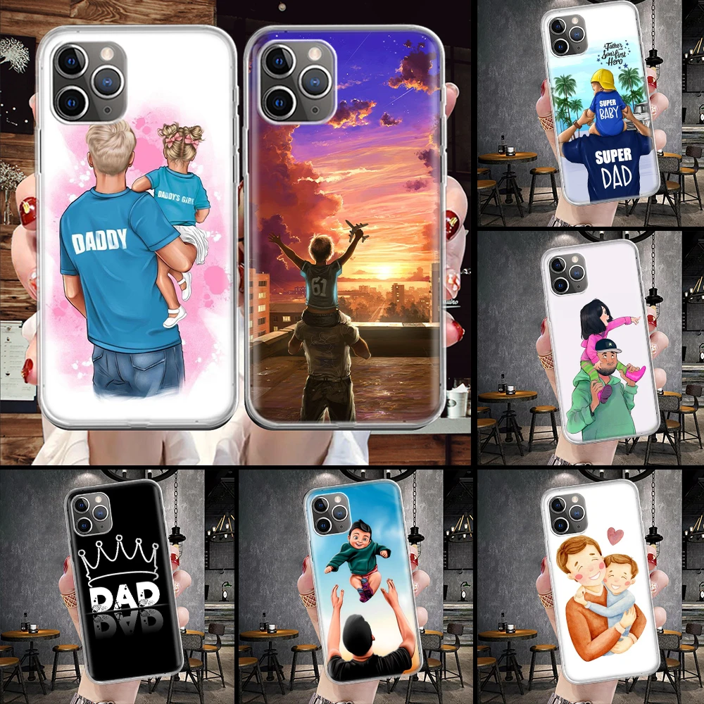 Dad And Baby Girl Boy Soft Phone Case For IPhone 11 13 16 Pro MAX 15 + 14 Plus 12 Mini X XS Apple 8 7 SE Fundas Coque 11 12 13 1