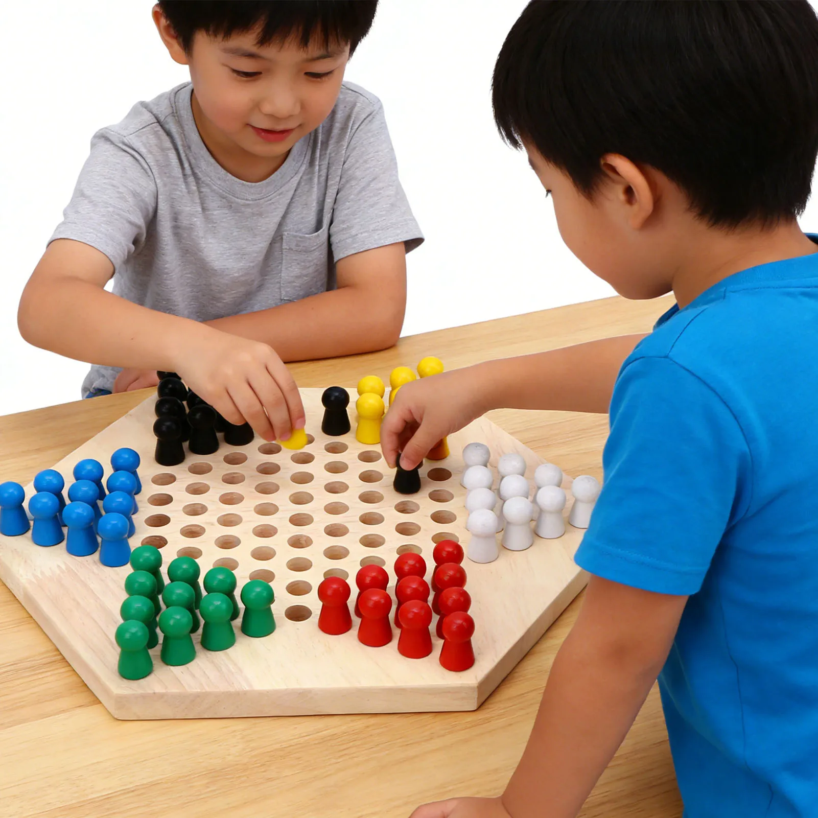 

Chinese Checkers Board Game Set for Children 6 Color Pegs Eductaional Wooden Game Board for Adults Kids Logic Training