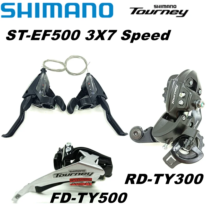 

Original Shimano 21 Speed Groupset RD-TY300 Rear Derailleur ST-EF500 3x7 Speed Shifter Brake Lever FD-TY500 Front Derailleur