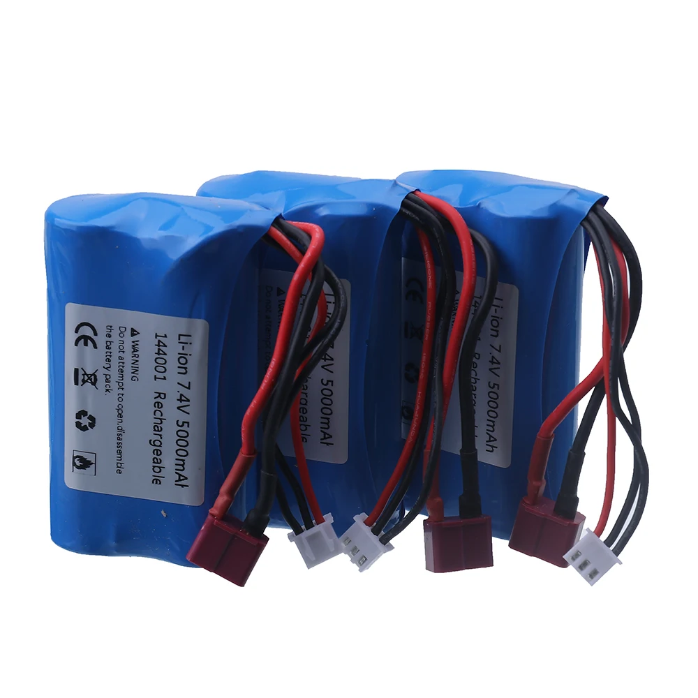 Upgrade 7.4V 5000mAh Li-ion Battery / Charger Set 2S For Wltoys 12428 144001 Off-road Racing Car Electric Toys Battery Parts