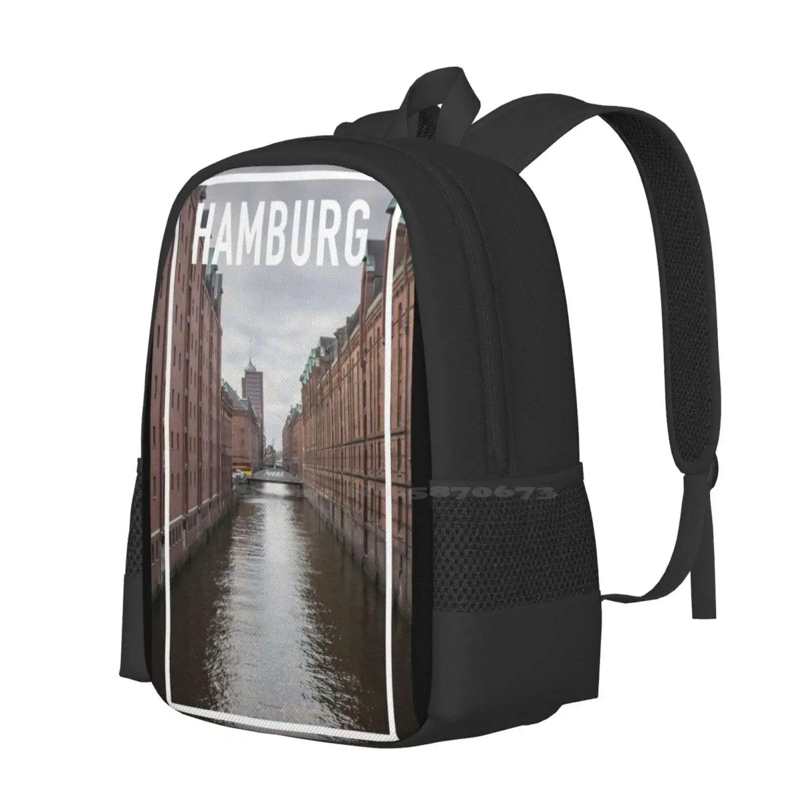 Hamburg Frame Backpacks For School Teenagers Girls Travel Bags Hamburg Houses Typography Bigboy32 Winter Clouds Hansestadt City