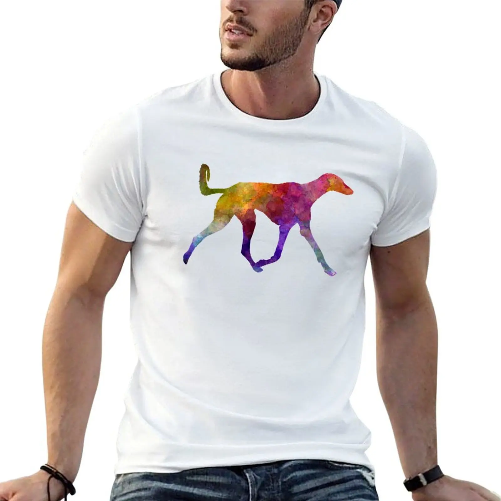 

Saluki in watercolor T-Shirt cotton t shirt pack printed t shirts for man cotton t shirt man T-shirt