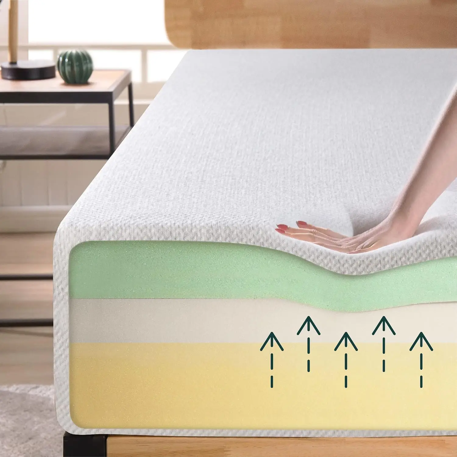 10 Inch Ultima Memory Foam Mattress Queen Fiberglass Free Pressure Relieving Certified Mattress in A Box White