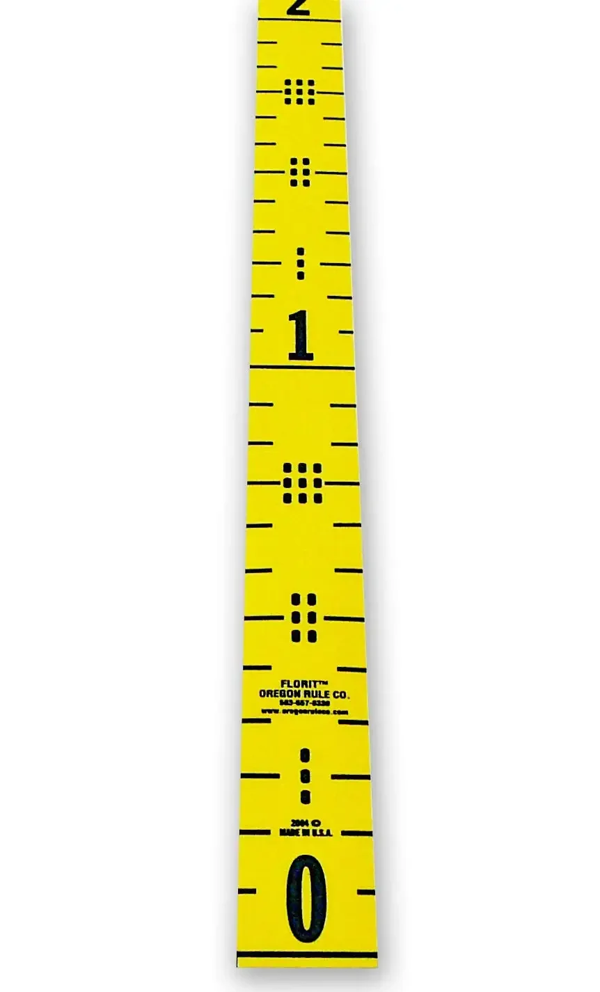 Tape Adhesive Backed 2 Inch Wide X 100 Foot Long Vertical Up Fractional 1” Grads Yellow 16 Pieces