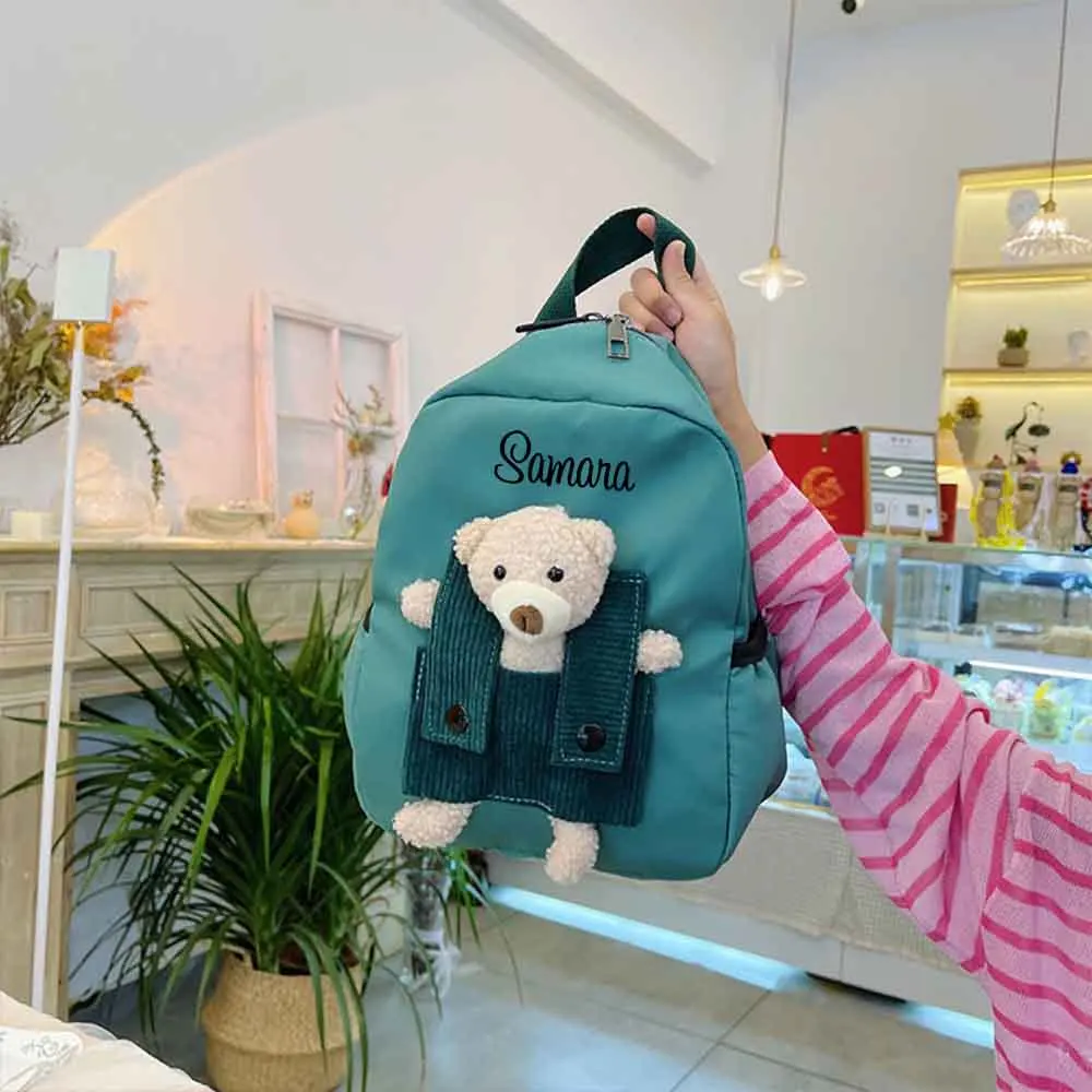 Personalized Plush Bear Backpack Cute Teddy Style with Name Embroidery Custom Kid Name Available for Girls and Boys School Bag