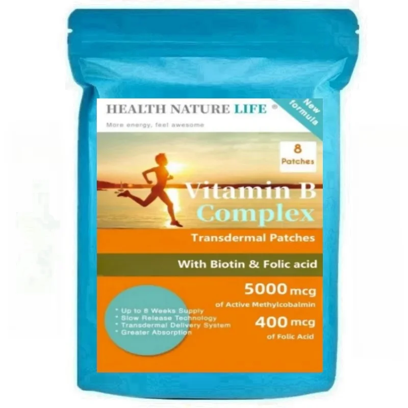 Vitamin B Complex Transdermal Patches B1, B2, B3, B5, B6, B12, D-Biotin & Probiotics, Support Cellular Energy