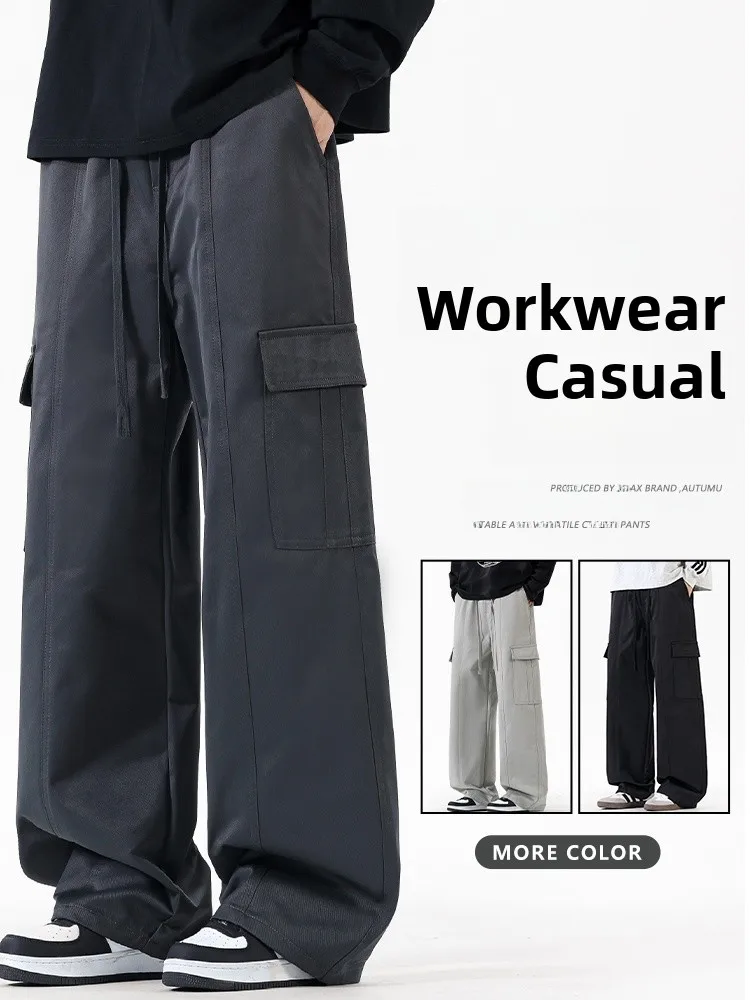 

Мужские повседневные брюки свободного кроя в стиле рабочей одежды, осенние, новые, в американском ретро-стиле, универсальные, спортивные, длинные брюки