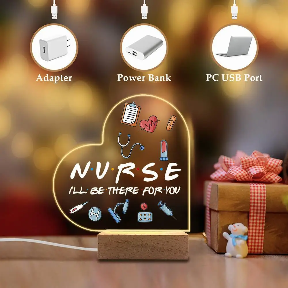 1 قطعة ملحقات التصوير الفوتوغرافي المضيئة من الأكريليك ، قاعدة USB ، هدية الممرضة ، تماثيل ديكور مكتب القلب #5