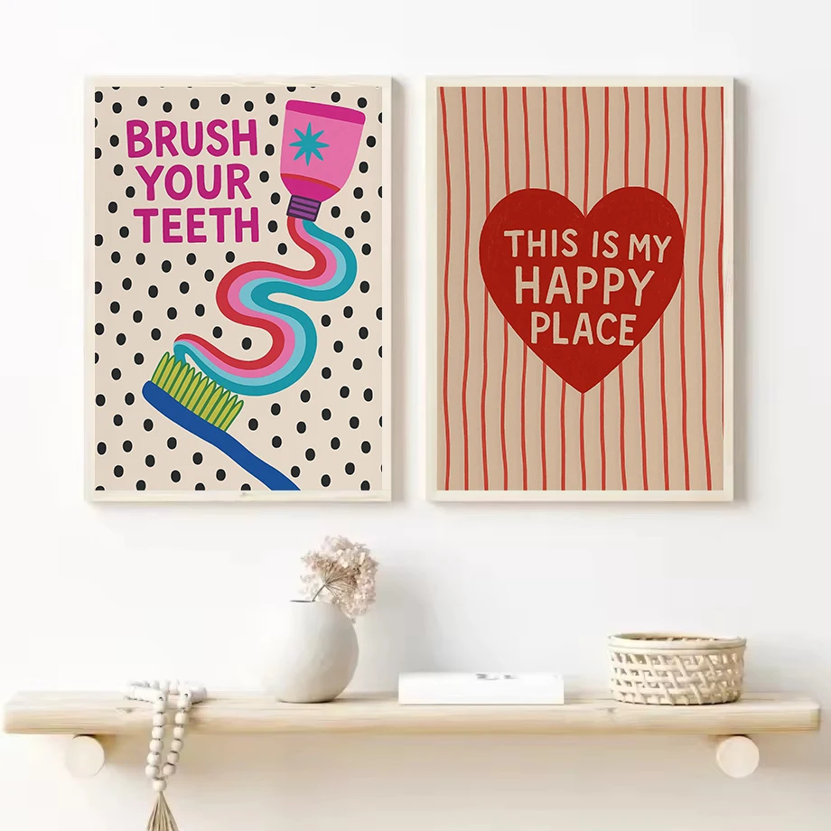 Retro Cartoon Nursery Smiling Sun Cute Raindrop Flower Motivational Quotes Poster Canvas Painting Wall Pictures Home Decoration