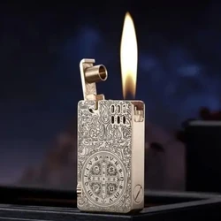 Pure Copper Kerosene Lighter Retro One click Ejection Heavy Trench Grinding Wheel Windproof Gasoline Lighter Luxury Men's Gift