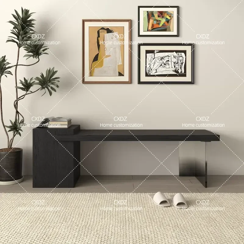 Wabi Sansan Acrylic Solid Wood Bench Bedroom Shoe Changing Stool Log Bedside Stool Living Room Bench Household Dining Table