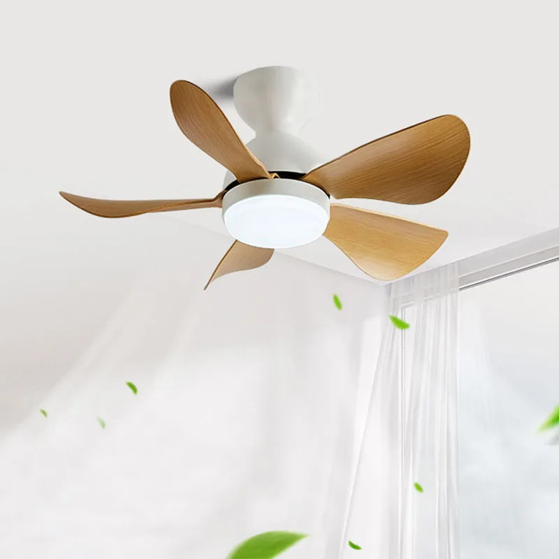 Modern Low Floor Loft Ceiling Fan Light For Small Bedroom Remote Control LED Fan Lamp 6 Speeds Timing 35W DC Motor Low Noise