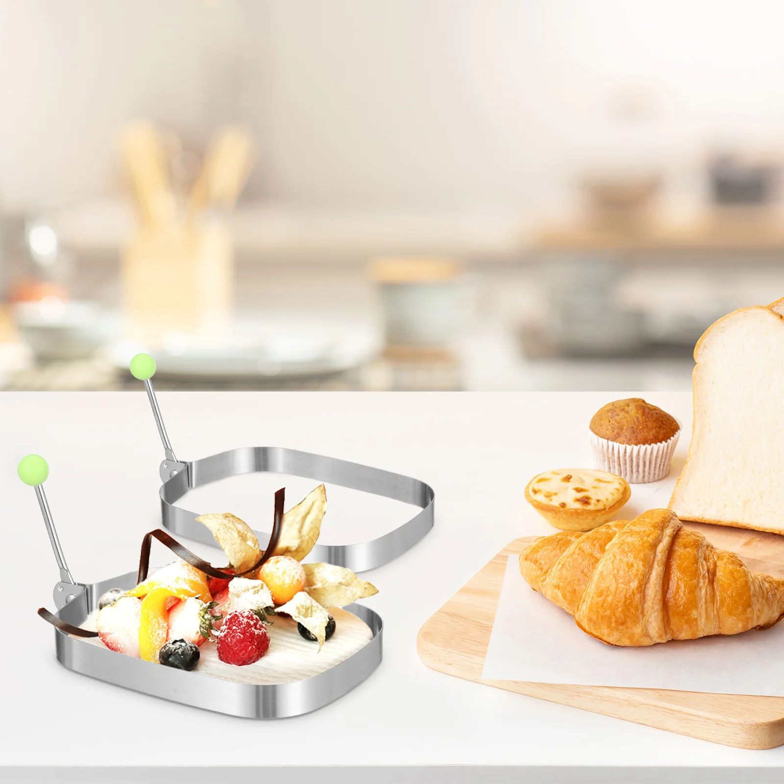 

4Pcs Stainless Steel Mousse Cake Mold Set Medium Small Rectangle Ring for Baking Tools Pastry Tart Making Non-Stick Oven Safe