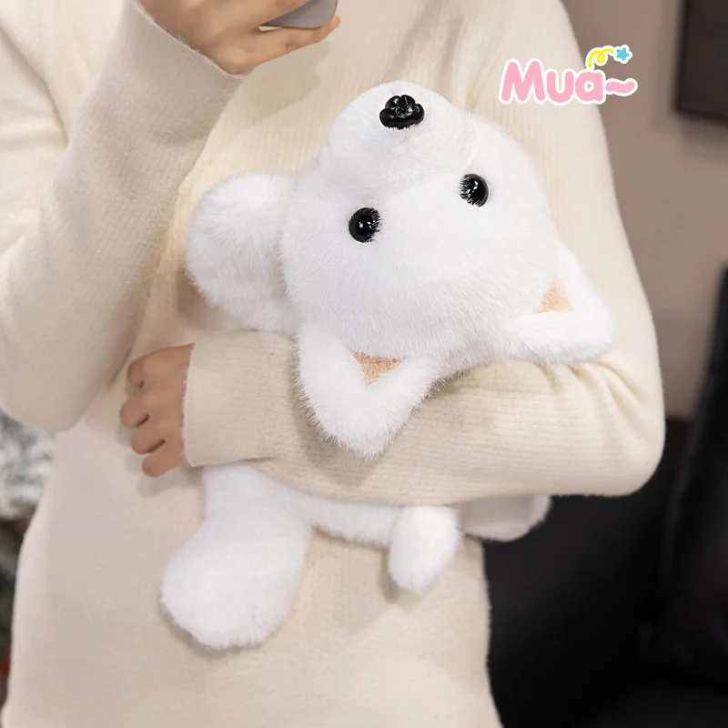 30-60CMのかわいい横たわるウェストハイランドホワイトテリアのぬいぐるみ、ふわふわの動物の犬の人形、愛らしい子犬の柔らかいおもちゃ、子供へのプレゼント