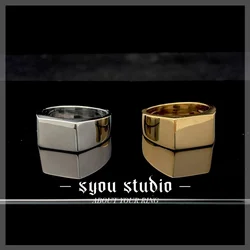 Simplicity Square Stainless Steel Fashion Mens Rings Unisex Party Gift For Womens Black Gold Color Geometric Jewelry Wholesale