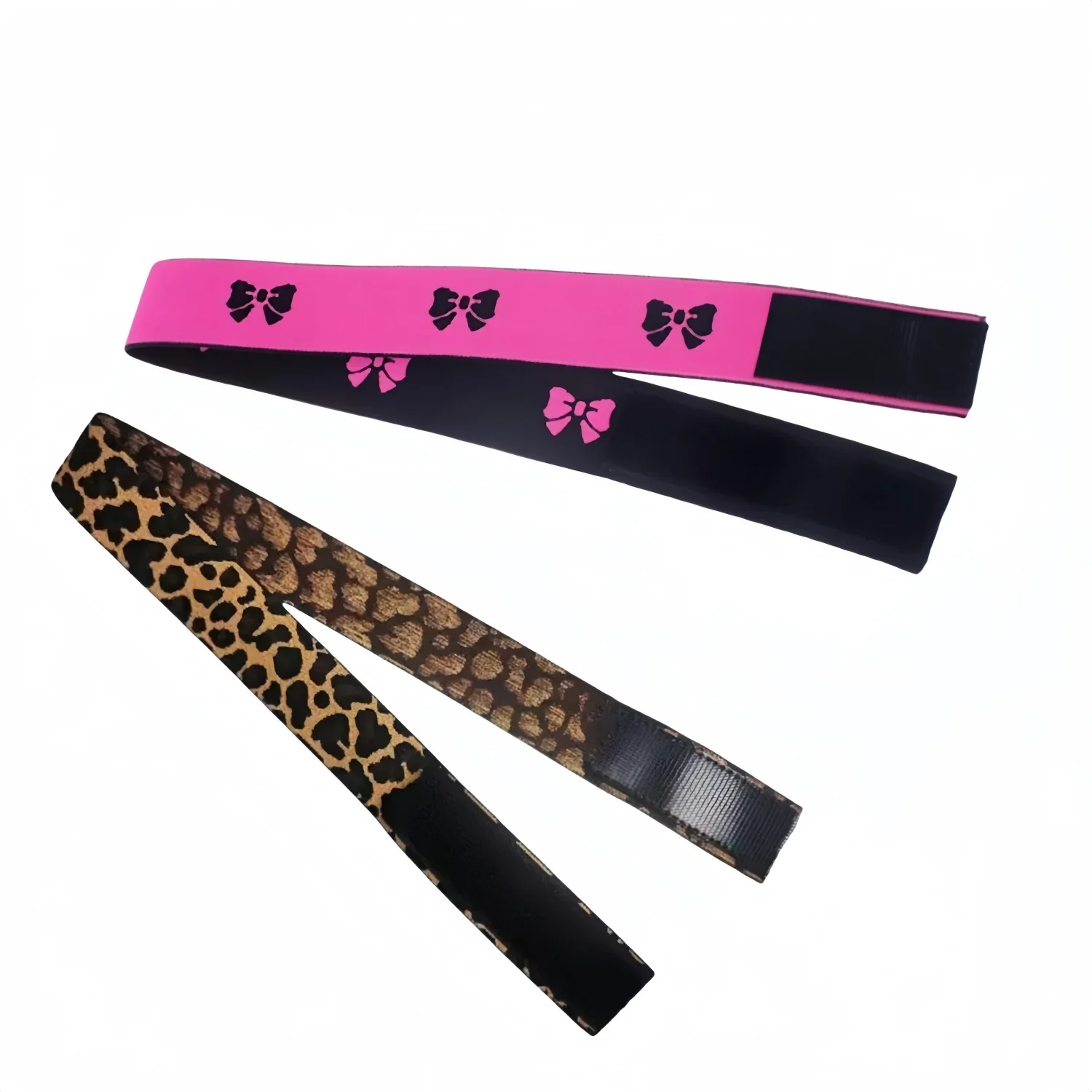 

2Pcs Wig Band Adjustable Wig Grip Headband Bow Tie / Leopard Pattern Lace Melting Band 3cm Width Elastic Bands for fixing Wigs