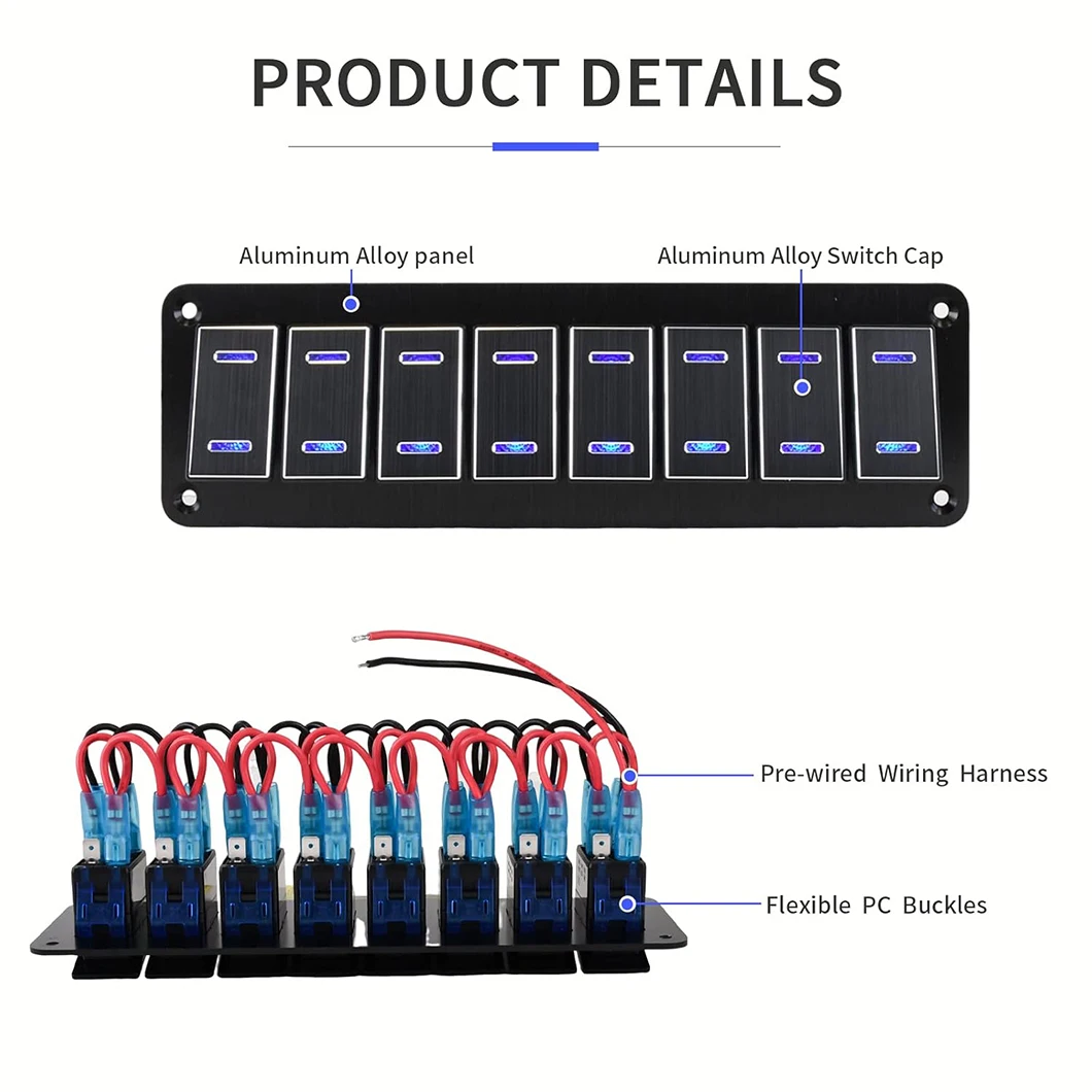 

Корабельный переключатель, модификация автомобиля, 8-серебряные фонари, кулисный переключатель, переключатель автомобиля и сосудов со светодиодной подсветкой
