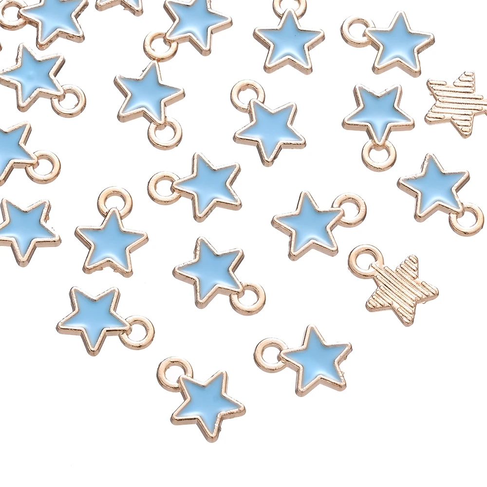 10/50pcs Multicolor Alloy Enamel Star Charms for DIY Jewellery