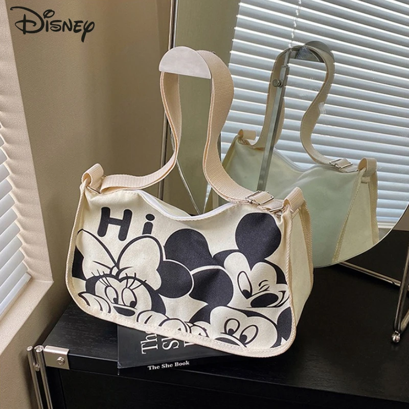 

Mickey New Women's Shoulder Bag Fashion High Quality Canvas Handbag Cartoon Large Capacity Student Multi Functional Storage Bag
