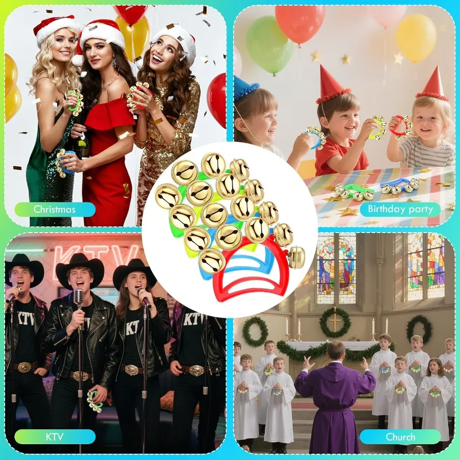 Yeshone 32 قطعة أجراس يدوية أجراس جلجل بالجملة العودة إلى اللوازم المدرسية صانعي الضوضاء الدف للبالغين الآلات الموسيقية Chur