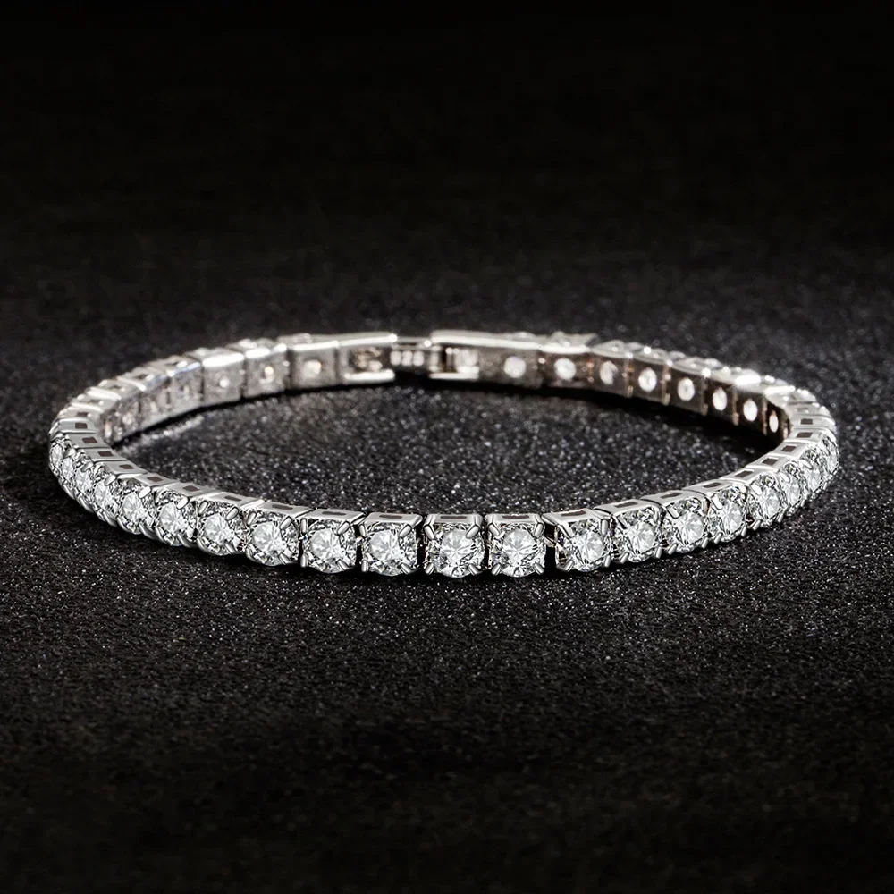 

Popular Brands colors S925 Sterling Silver Bracelets Zirconia Women Fashion Engagement Wedding Jewelry 4mm width Birthday gifts
