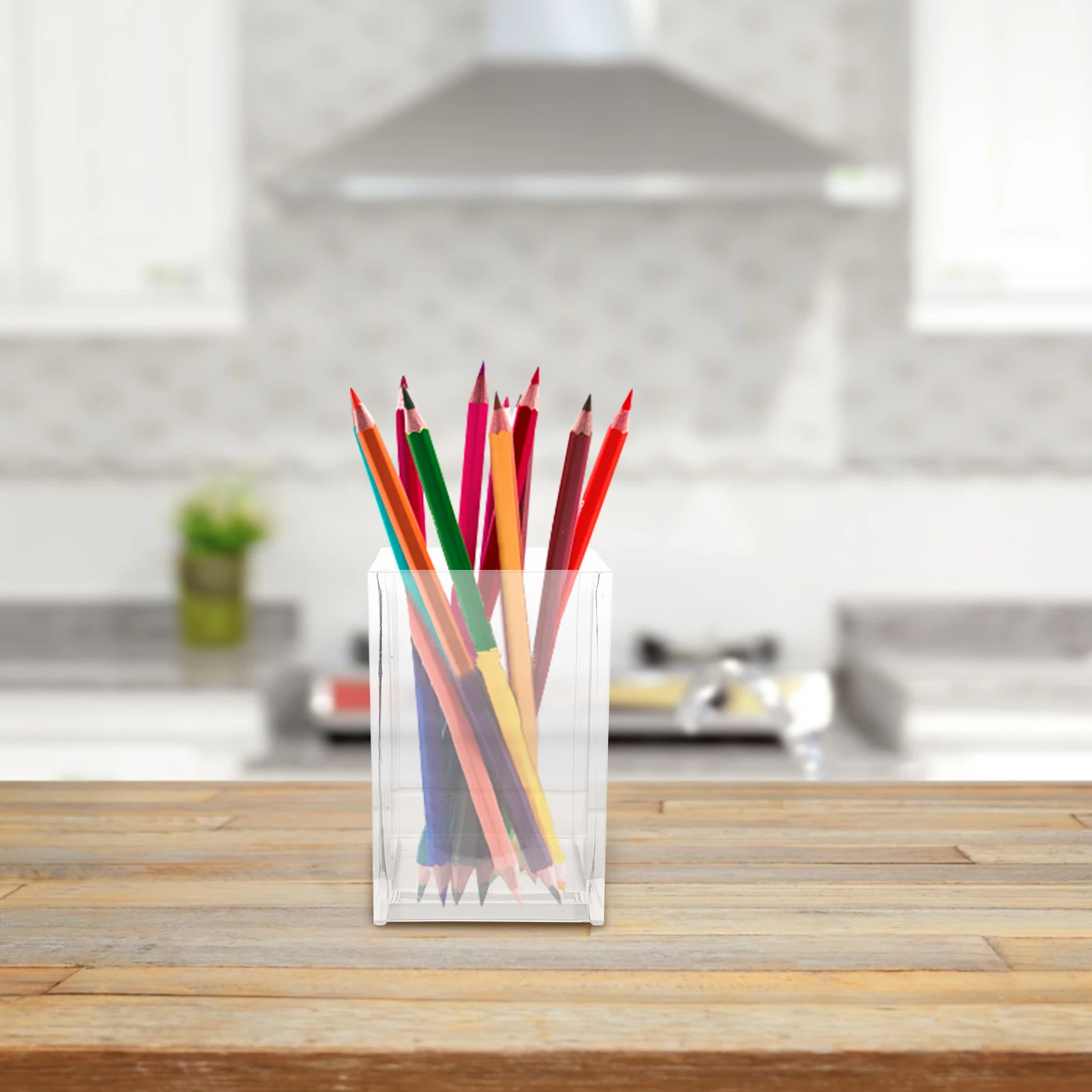 

2 Pcs Pen Storage Box Pot Organizer Acrylic Tube Desktop Bucket Stationery Holder Pretty Holds