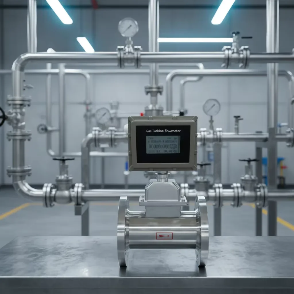 Gas Turbine Flowmeter RS485 Flange Connection for Liquefied Petroleum Gas Stainless Steel LCD Digital Display