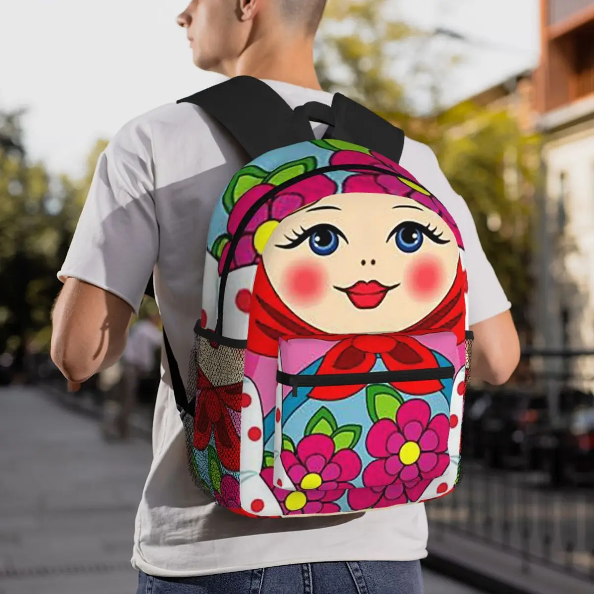 Russian Nesting Doll Retro Matryoshka Design Backpack Student BookBag Kids School Bag Computer Shoulder Bags for Men Women