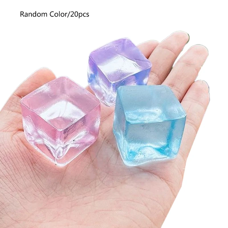 

20 Pack Stress Toy Maltose Clear Tofu Ice Cube Squeeze Maltose Photostudio Photgraphy Mini Ice Cube for Student