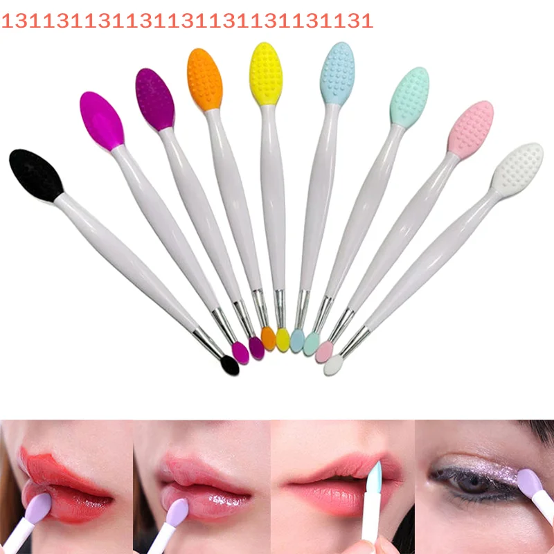 Aplicador de limpeza de nariz, bálsamo labial e batom mais suave, escova de silicone de duas cabeças, cuidados com a pele facial, ferramenta de limpeza esfoliante