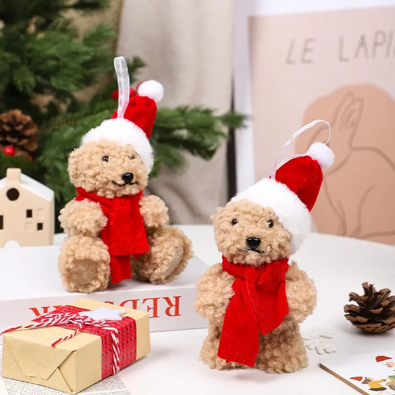 

Christmas decorations Cute plush foam bear doll decorations Christmas tree pendant Thanksgiving Gift home decor Doll Plush