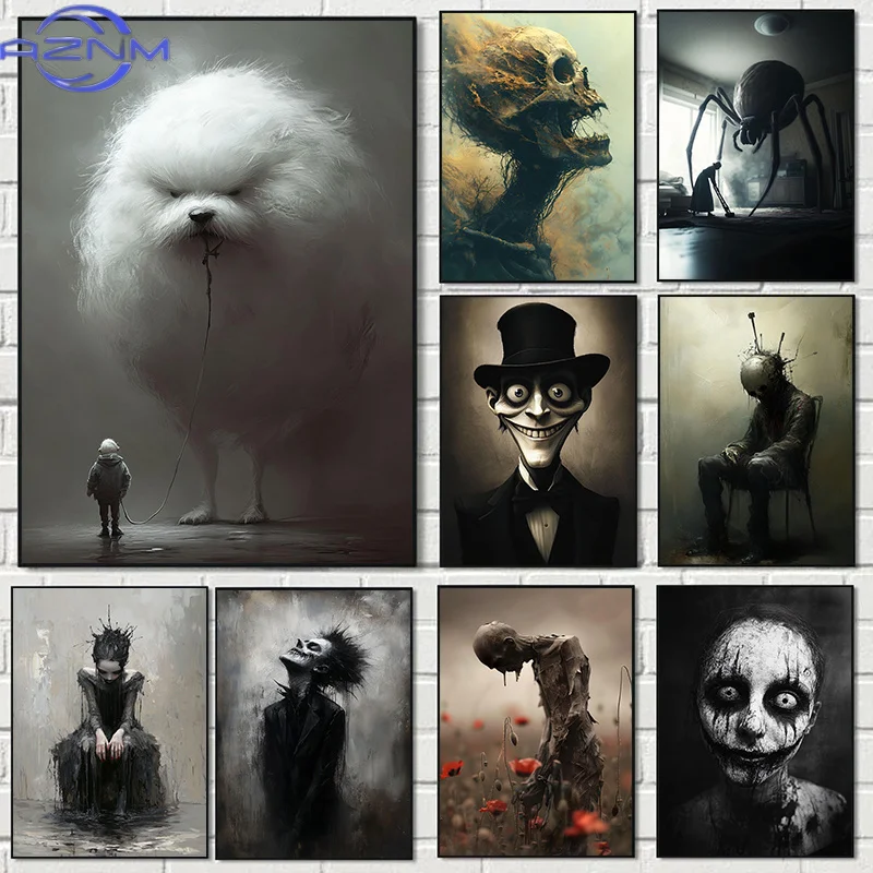 Pósteres Retro de Arte Oscuro, Magia, Brujas, Terror, Esqueletos y Infierno, Impresiones en Lienzo, Cuadros Decorativos para Pared, Decoración para Sala de Estar y Hogar