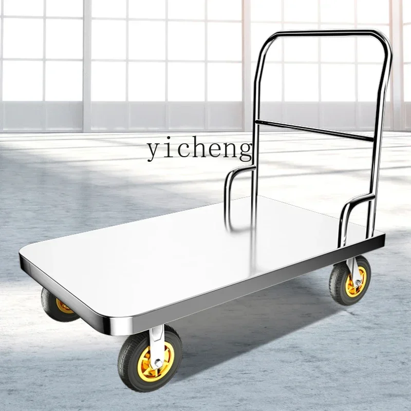 

Xl Stainless Steel Flatbed Trailer Trolley Mute Portable Folding Trolley Cart