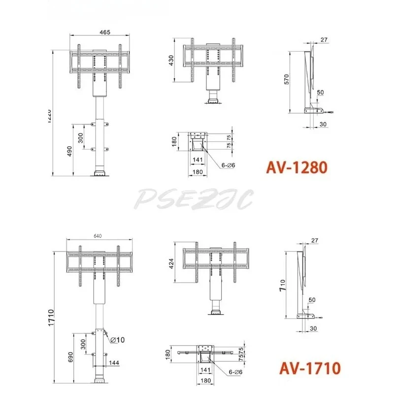 TV Electric Lift Bracket with Concealed Top Plate - Portable Cabinet Mount monitor stand