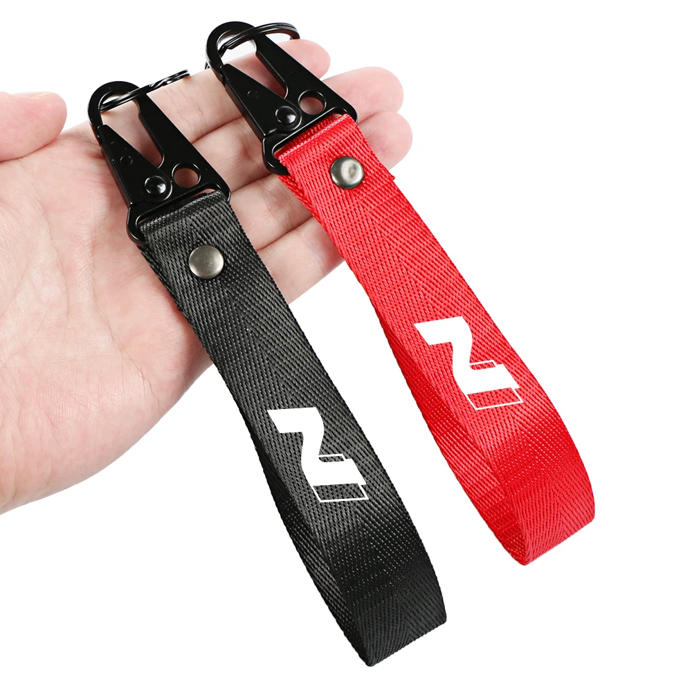 For Hyundai i20n i30n Veloster Kona nline Tucson Sonata Elantra Car keytags Strap keychian Auto Badge Nylon Metal Key Chain