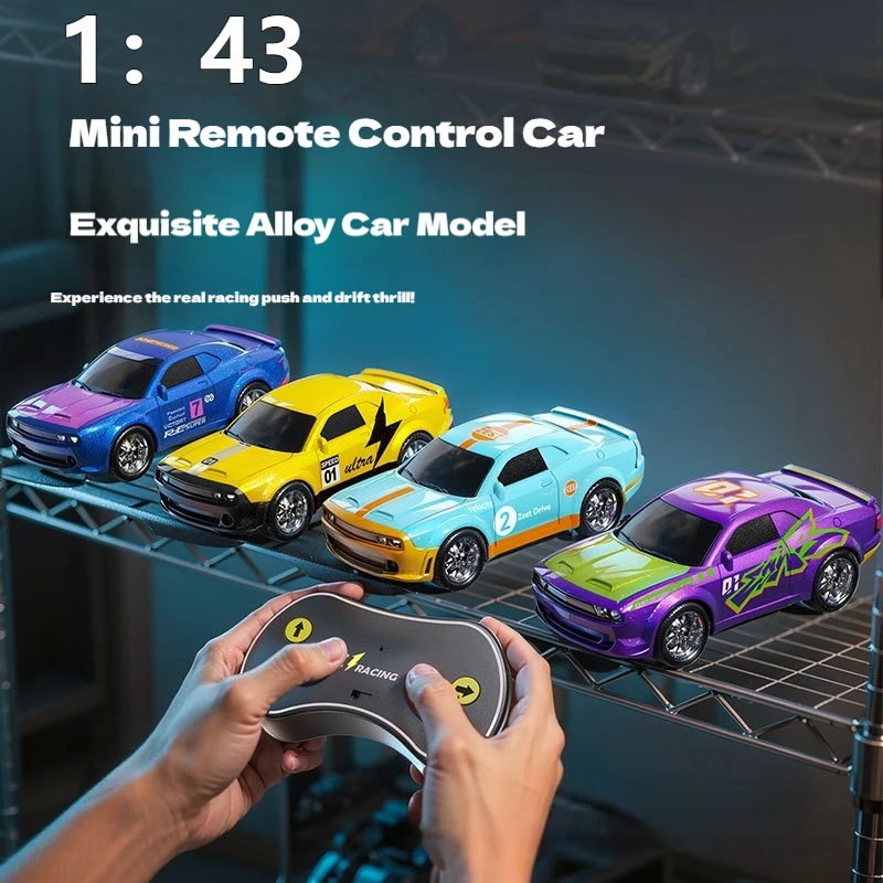 Cross-border new model remote control car mini dodge desktop 1:43 alloy high-speed drift car boy toy desktop car ornaments