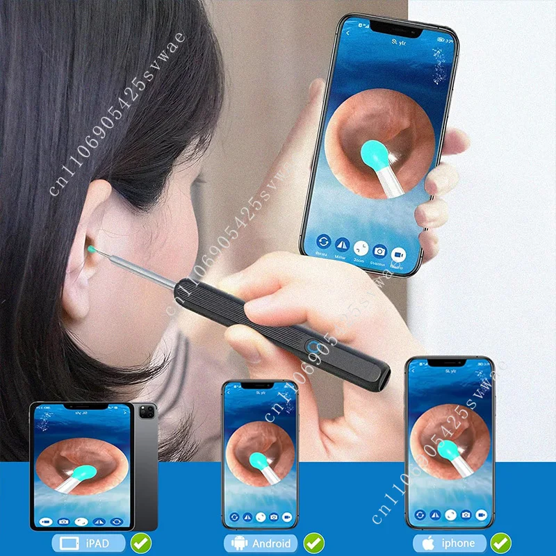 Smart Cleaning Tool Ear Wax Removal Tool Camera with 1296P HD Camera and 6 LED Lights Waterproof Smart Ear Cleaner Kit