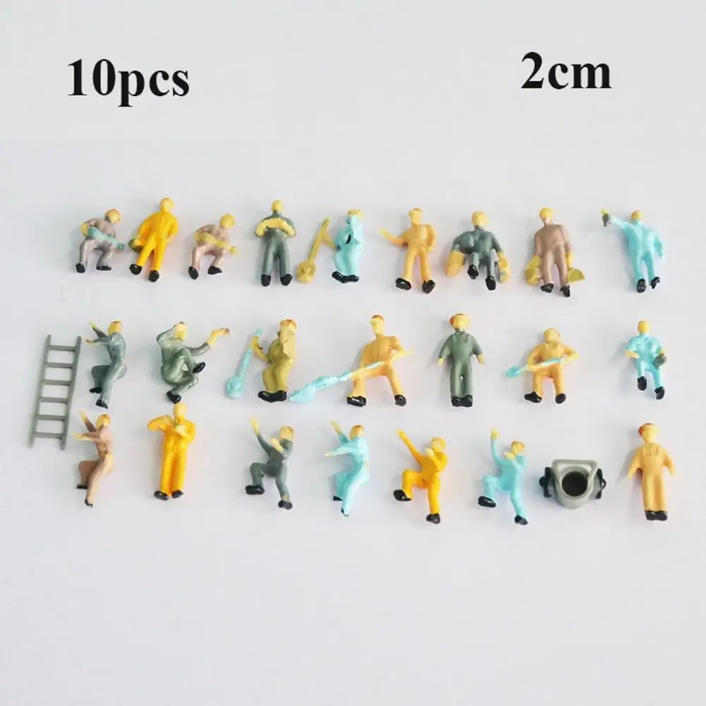 10/25pcs Mini Construction Worker Model New Plastic Building People Figures Mixed Color Pose Miniature Home Decorations