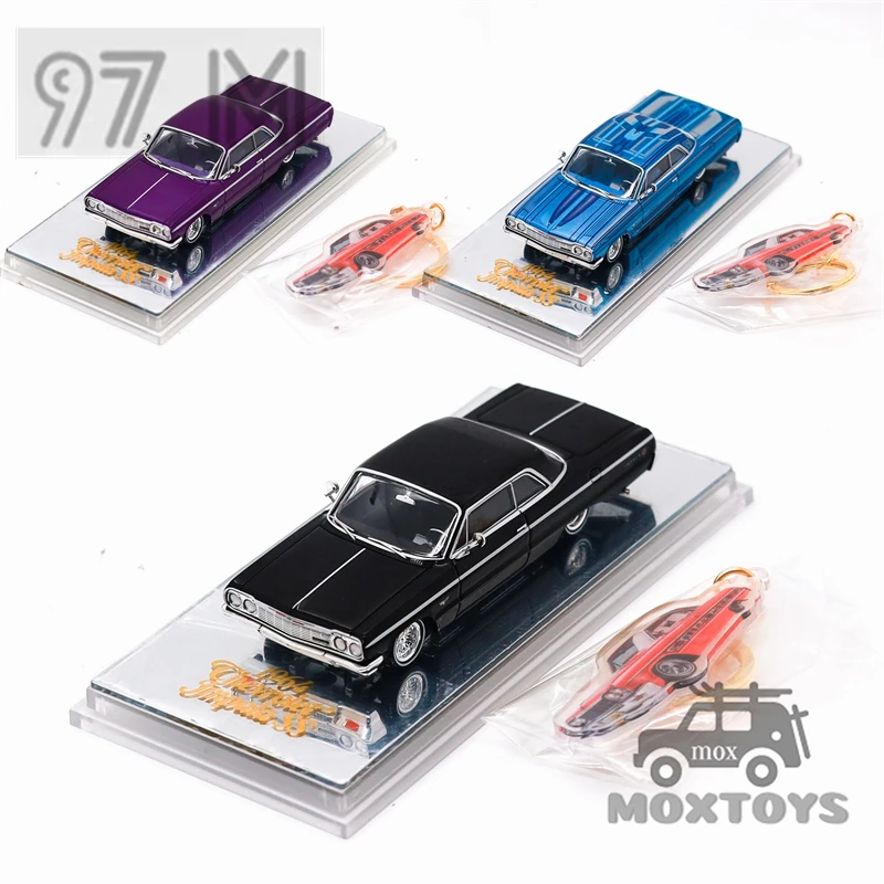 

97M 1:64 Impala 1964 LowRider black metallic purple blue white Diecast Model Car