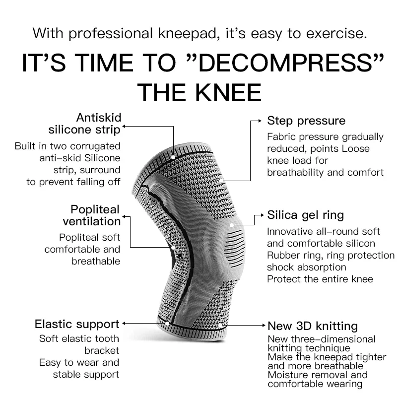 1 Stuk Kniebrace Riem Patella Mediale Ondersteuning Sterke Meniscus Siliconen Compressie Bescherming Sport Kniebeschermers Loopmand