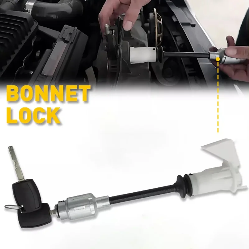 Long Type Rod Bonnet Release Lock Latch Repair Kit Key Set For Ford- Focus C-MAX 2003-2007 MK2 2004-2012 4556337 3M5AR16B970AD