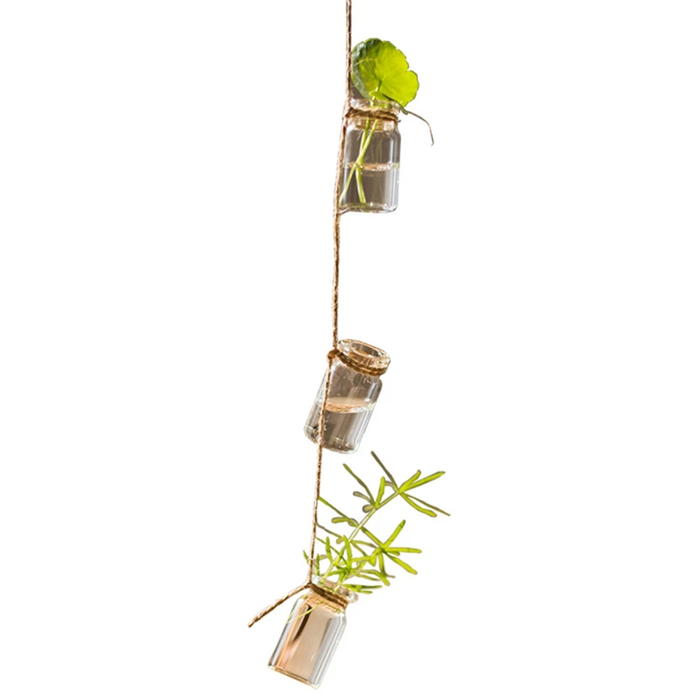 

MLGB Wind Chimes Style Decor Glass Vase Strings Hanging Vase with Bottle Jelly Glass Bottle String Decoration Pendant Large