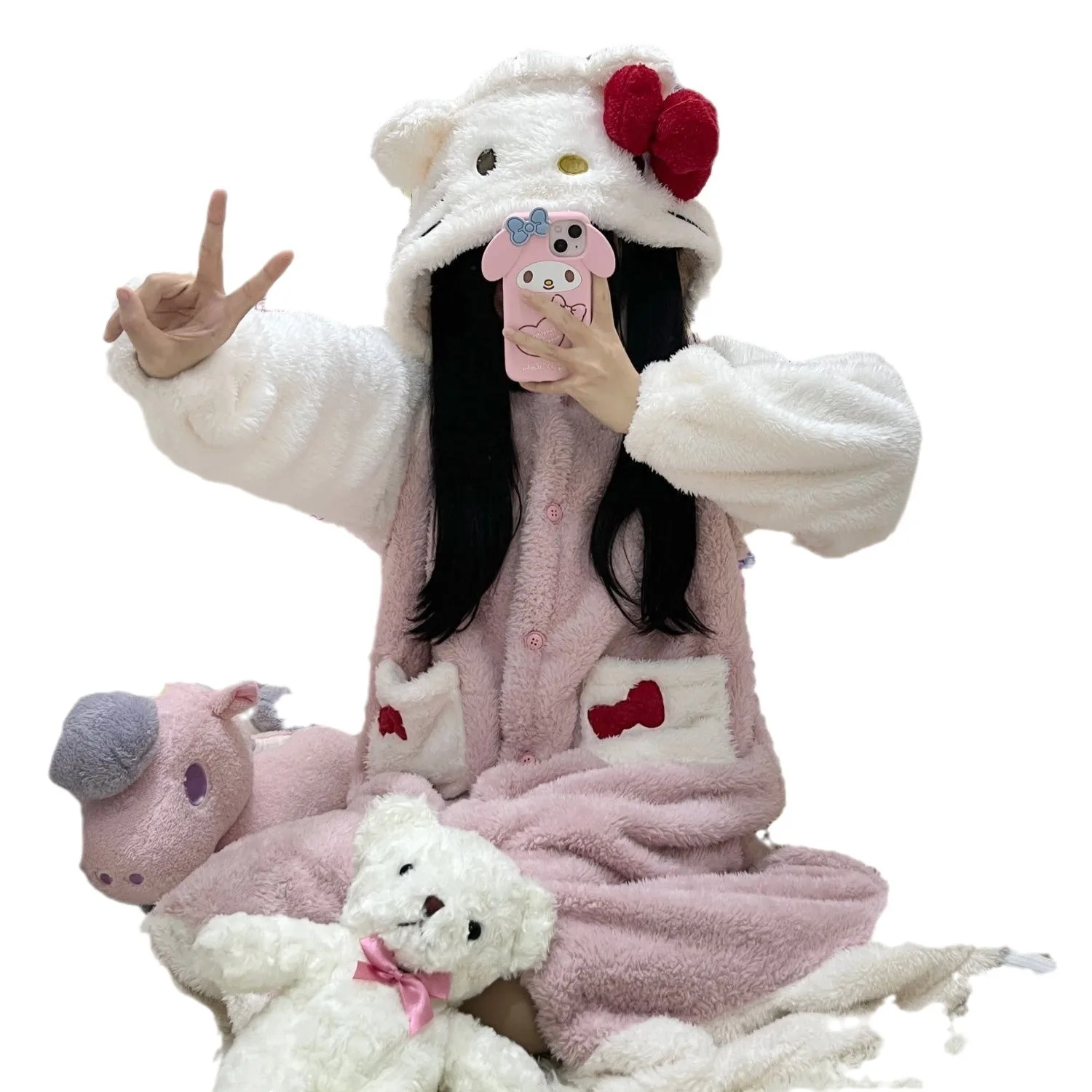 2025-nuevas-mujeres-lindo-gato-patron-grueso-coral-polar-franela-pijamas-bata-ropa-de-dormir-para-otono-invierno