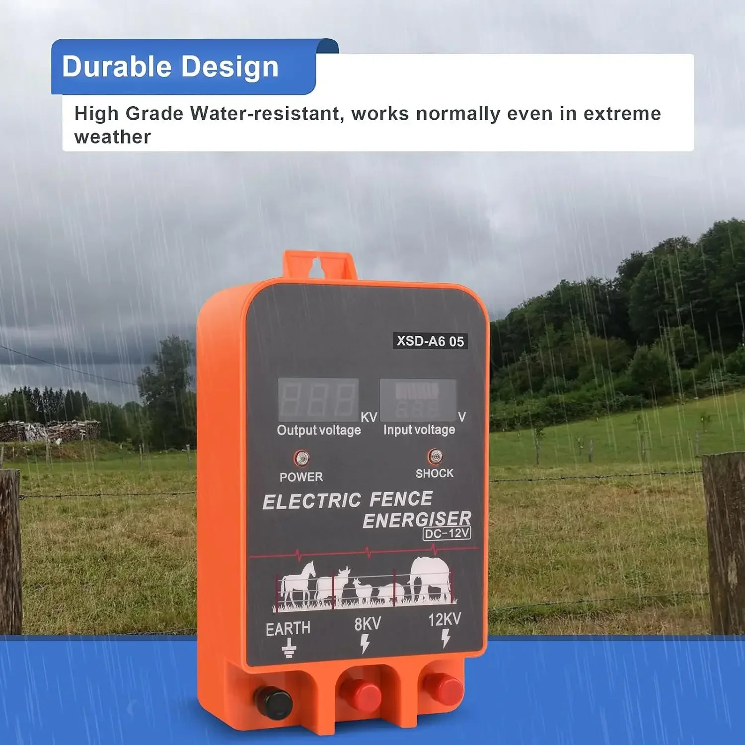 12Kv Output Electric Fence Energiser for Farm Animal Supplies Electronic Fence Host Electric Fence To Protact Cattle Sheep Horse