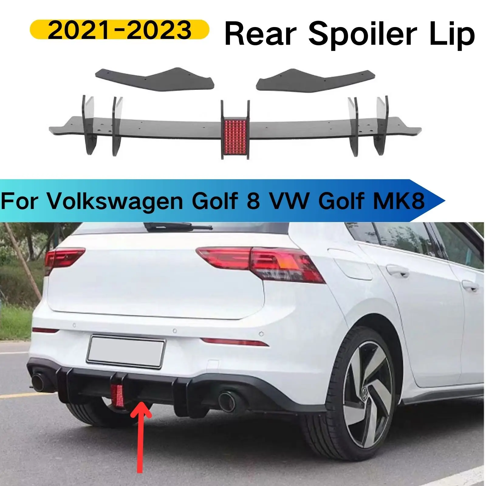 

For Volkswagen 8 VW Golf MK8 2021-2023 Rear Bumper Spoiler Lip New Design Car Accessories Spoiler Splitter Diffuser Rline Pro