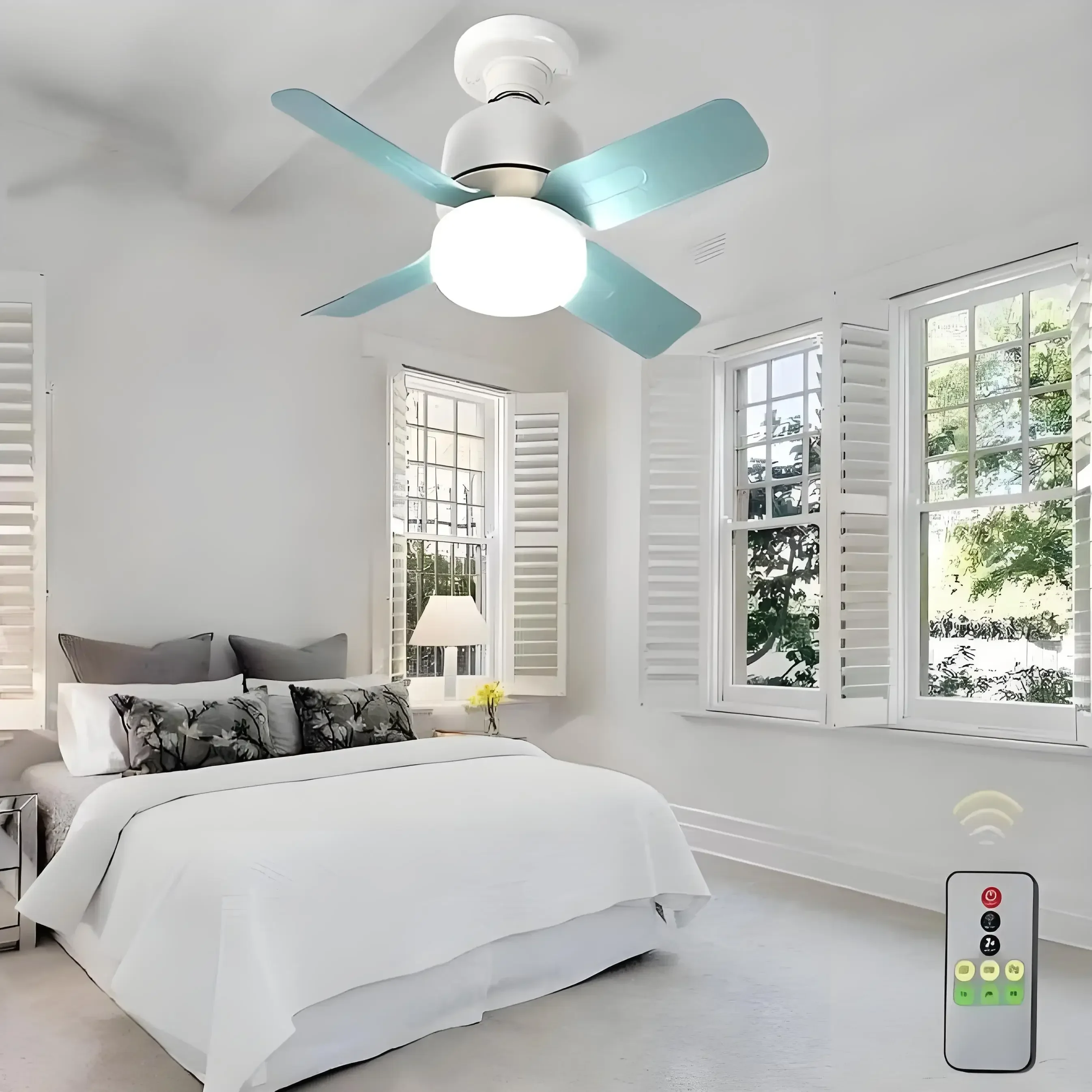 

Remote Control LED Light Bulbs Ceiling Fan With Light E27 Socket Dimmable Wireless Fans Lighting For Bedroom Kitchen