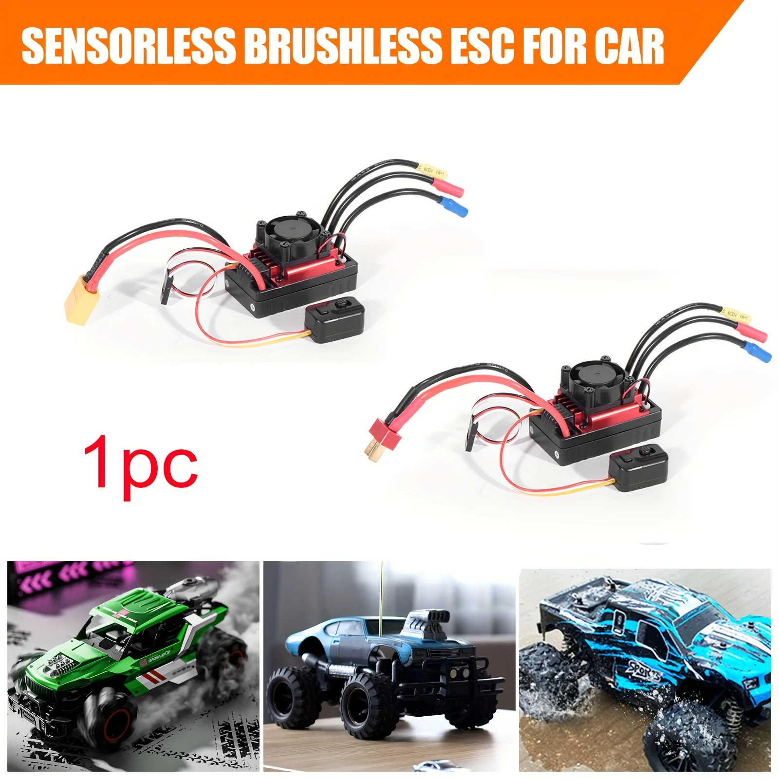 

HG60A RC sensorless brushless waterproof 60A ESC suitable for 1/10 RC, compatible with various brushless servos.Simply operation