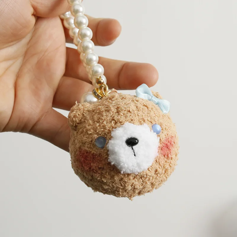 

Cute Small Bear Crochet Keychain For Bag Pendant Creative Small Bear Head Doll Knitting Car Keys Keychain For Cellphone Chain